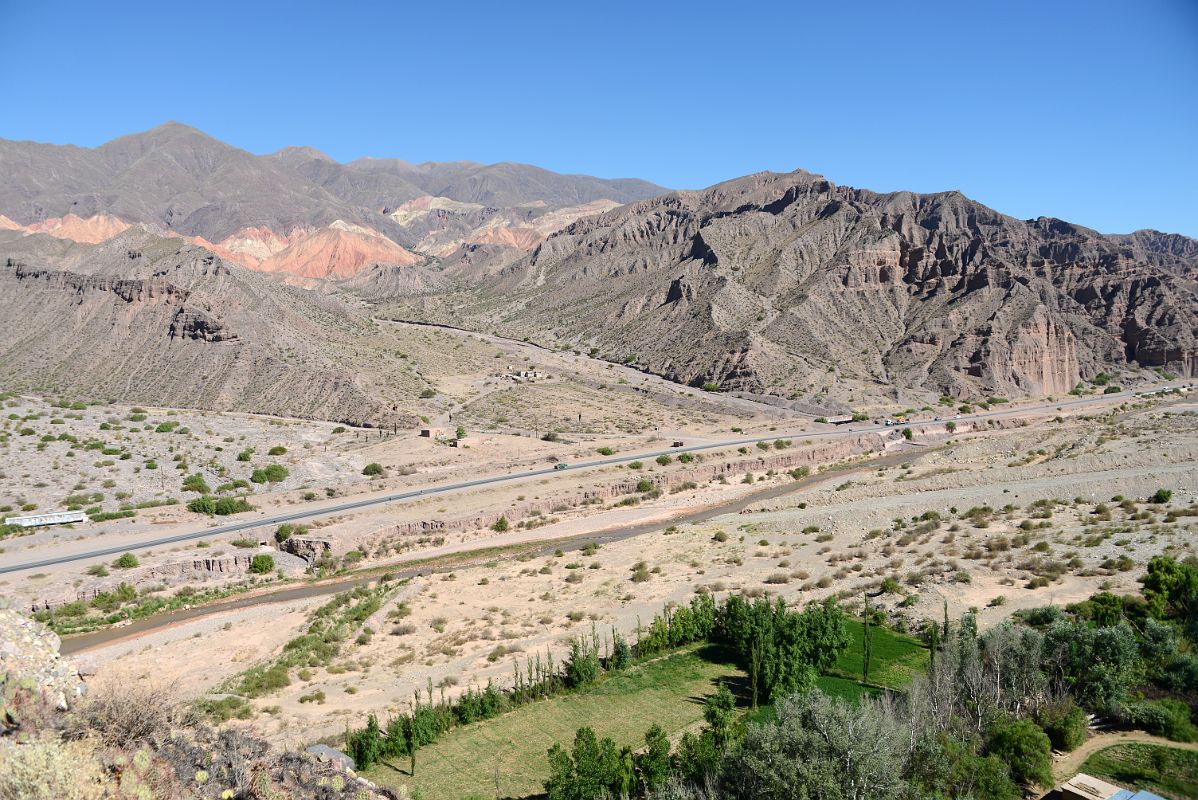27 View To The Northwest Of The Highway And Colourful Hills From Archaeologists Monument At Pucara de Tilcara In Quebrada De Humahuaca